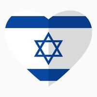 vlag van israël in de vorm van hart, vlakke stijl, symbool van liefde voor zijn land, patriottisme, icoon voor onafhankelijkheidsdag. vector