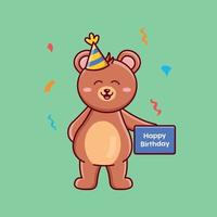 schattige verjaardagsbeer met confetti vectorillustratie vector