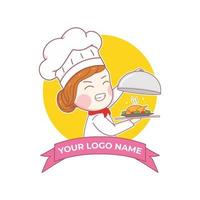 schattige chef-kok logo kunst illustratie vector