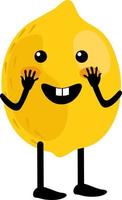 schattig gelukkig citroen karakter. grappige fruit-emoticon in vlakke stijl. gele citroen emoji vector