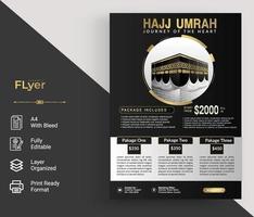 modern islamitisch zwart ontwerp met golf gouden element voor hadj of umrah flyer, vector