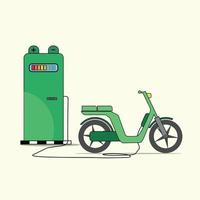 elektrische scooter met laadstation, elektrische motorfiets, modern transport vector