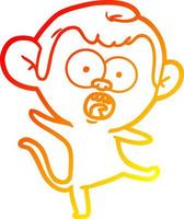 warme gradiënt lijntekening cartoon geschokte aap vector