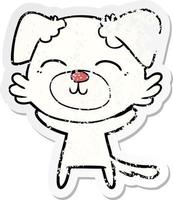 noodlijdende sticker van een tekenfilmhond vector
