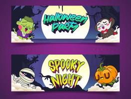 halloween banner vectorillustratie, schattige monster halloween banner vector