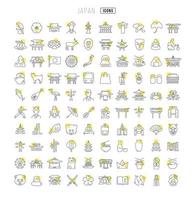 set van lineaire iconen van japan vector