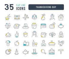 set van lineaire iconen van Thanksgiving Day vector