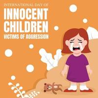illustratie vectorafbeelding van een meisje huilt en laat haar pop vallen, perfect voor internationale dag onschuldige kinderen slachtoffers van agressie, vieren, wenskaart, enz. vector