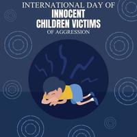 illustratie vectorafbeelding van een jongen huilt en valt op de vloer, perfect voor internationale dag onschuldige kinderen slachtoffers van agressie, vieren, wenskaart, enz. vector