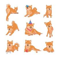 set shiba inu honden vector