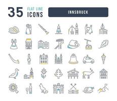 set van lineaire iconen van innsbruck vector