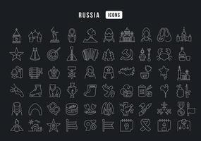 set van lineaire iconen van rusland vector