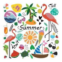 zomer illustraties en stickers vector