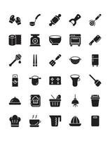 keuken icon set 30 geïsoleerd op witte achtergrond vector