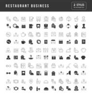 reeks eenvoudige pictogrammen van restaurantzaken vector