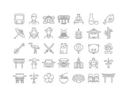 set van lineaire iconen van tokyo vector