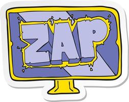 sticker van een cartoon zap-scherm vector