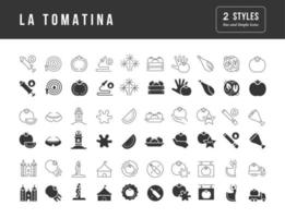 vector eenvoudige iconen van la tomatina