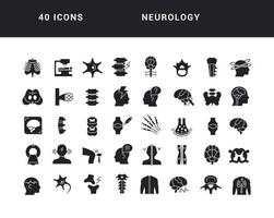 set van eenvoudige iconen van neurologie vector