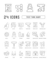 set van lineaire iconen van reageerbuis baby vector