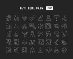 set van lineaire iconen van reageerbuis baby vector