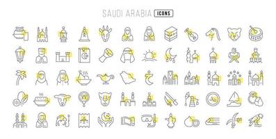 set van lineaire iconen van saoedi-arabië vector