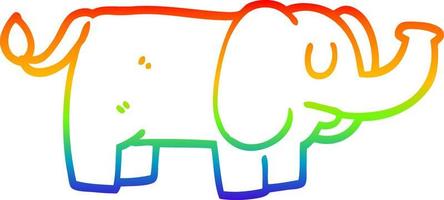 regenbooggradiënt lijntekening cartoon grappige olifant vector