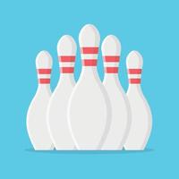 bowlingpin in vlakke stijl. bowling pin groep. kegels met rode strepen. vector