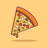 cartoon pizza slice geïsoleerd. Italiaans eten. vector