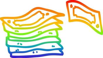 regenboog gradiënt lijntekening cartoon stapel geld vector