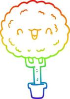 regenbooggradiënt lijntekening cartoon blije boom vector