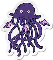 sticker van een cartoon-octopus vector