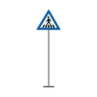 zebrapad verkeersbord vervoer verordening aandacht vector blauwe pictogram. stad loopbrug controle zebra stoep waarschuwing