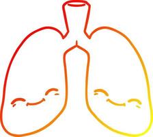 warme gradiënt lijntekening cartoon longen vector