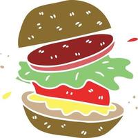 eigenzinnige handgetekende cartoon vegetarische burger vector