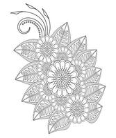 mehndi bloemenpatroon voor henna tekening voor volwassen kleurplaat vector