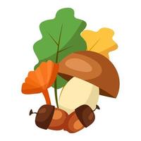 paddenstoelen en herfstbladeren. herfst oogst. herfst samenstelling op witte achtergrond. vector