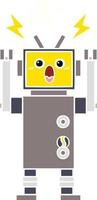 egale kleur retro cartoon gebroken robot vector