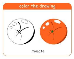 kleurboek voor kinderen. tomaten in kleur en zwart-wit. vector