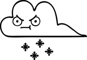 lijntekening cartoon storm sneeuw wolk vector