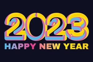 gelukkig nieuwjaar 2023 winter vakantie wenskaart ontwerpsjabloon. eind 2022 en begin 2023. het concept van het begin van het nieuwe jaar. de kalenderpagina draait om en het nieuwe jaar begint. vector