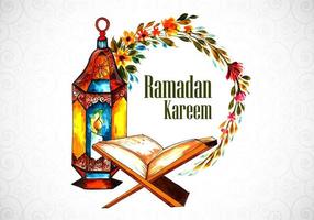 decoratieve handgeschilderde ramadan groet vector