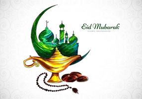 aquarel eid mubarak groet ontwerp vector