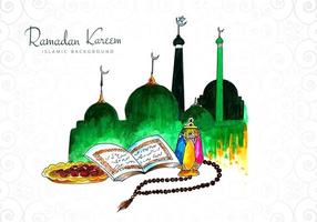 kleurrijke hand getrokken ramadan kareem groet vector