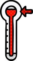 stripboekstijl cartoon hete thermometer vector