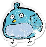 retro noodlijdende sticker van een cartoon dikke vogel vector