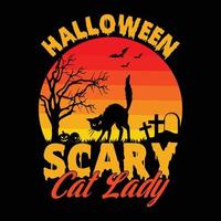 halloween enge kattendame - halloween citaten t-shirtontwerp, vectorafbeelding vector