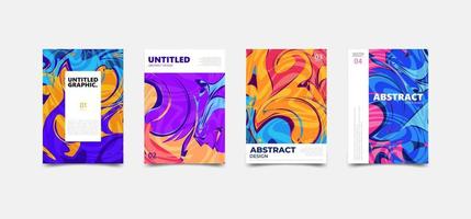 kleurrijke abstracte vloeibare achtergrond. dynamische vloeibare marmeren golftextuur. moderne omslag poster sjabloon set. vector