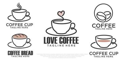 koffiekopje vector pictogrammenset logo ontwerpsjabloon. vector coffeeshop etiketten.