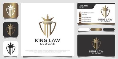 justitie wet koning logo en visitekaartje ontwerp. vector